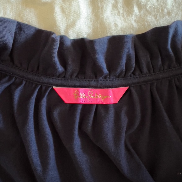 Lilly Pulitzer Navy Blue Malone Tiered Cotton Maxi Dress Boho Beach XXL - Picture 6 of 9